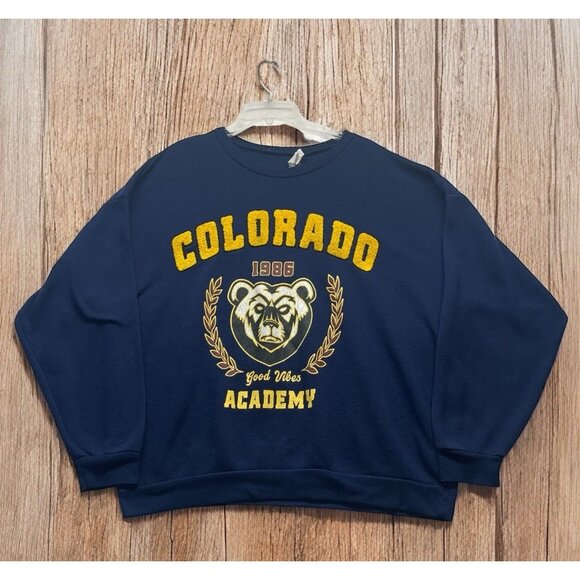University of Northern Colorado Campus XL Embroidered Bear Sweatshirt Navy Blue - Picture 1 of 11